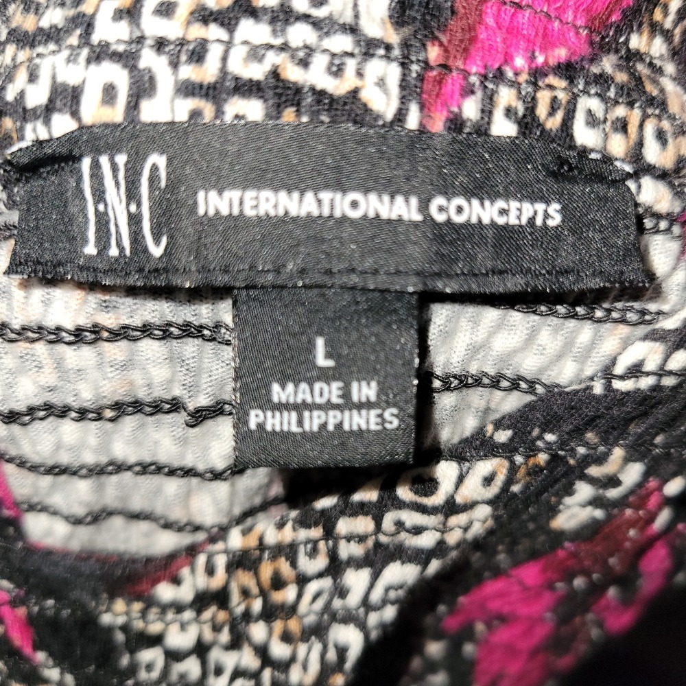 INC International Concepts Floral Print Smocked Tank Top Summer Beachy Momcore L - Picture 9 of 10